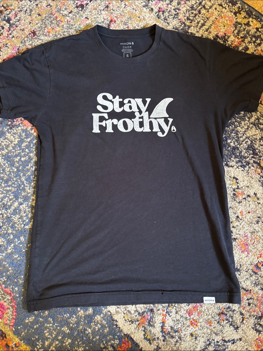 Nixon Black Tee with White "Stay Frothy" Graphic